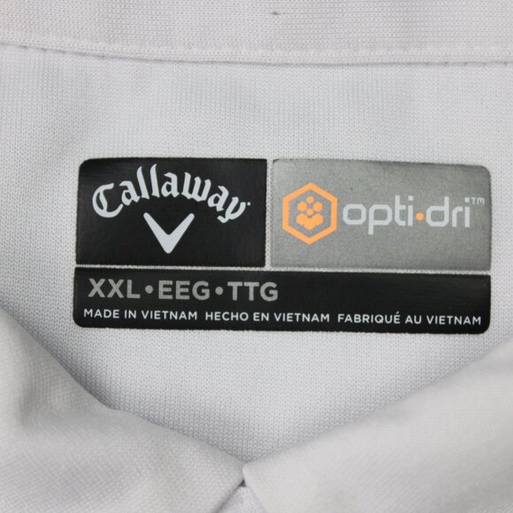 Callaway Opti-Dri Polo Shirt Mens 2XL XXL White Geometric Golf Short Sleeve - Picture 7 of 12